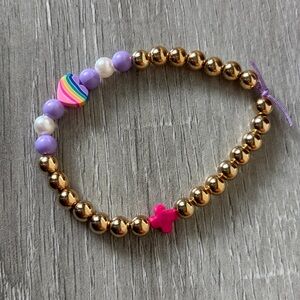 Gold and Purple Beaded Bracelet